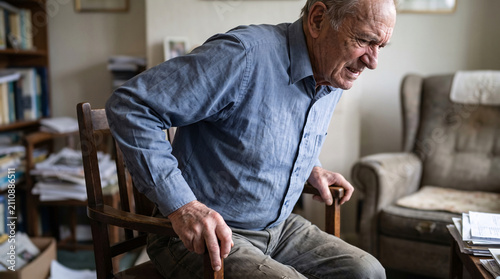 Elderly Man Standing Up From Chair
