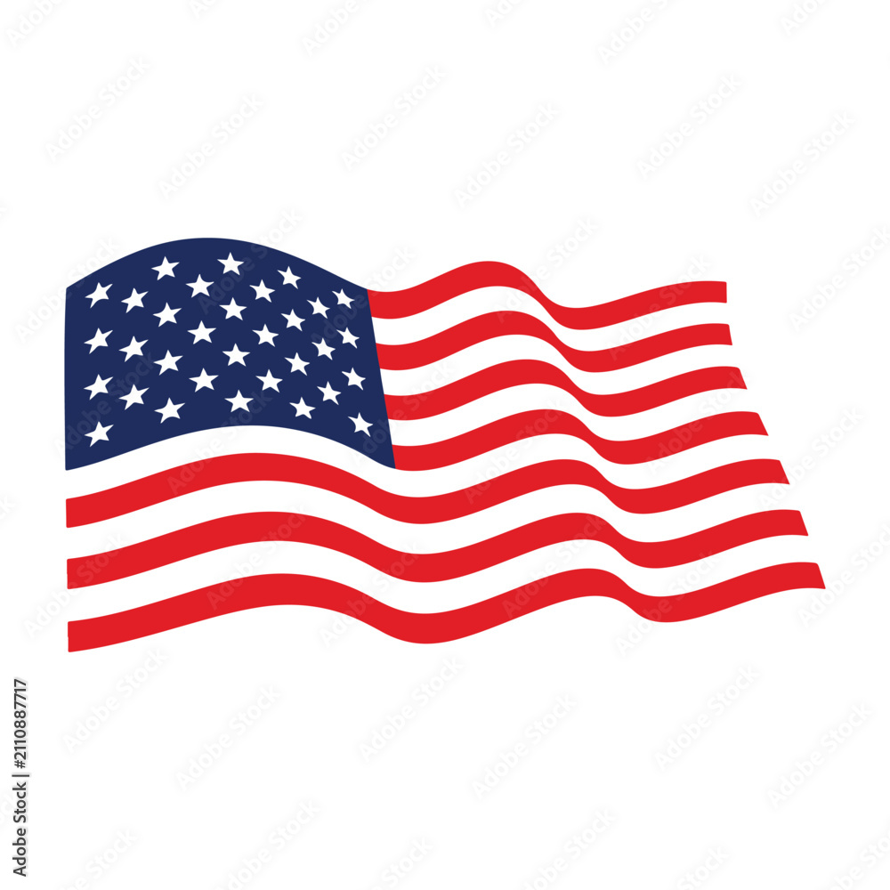 Fototapeta premium flat american flat waving on white background vector design