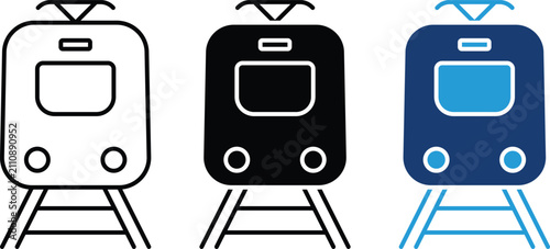 Foto Passenger Train Editable Stroke Icon Set