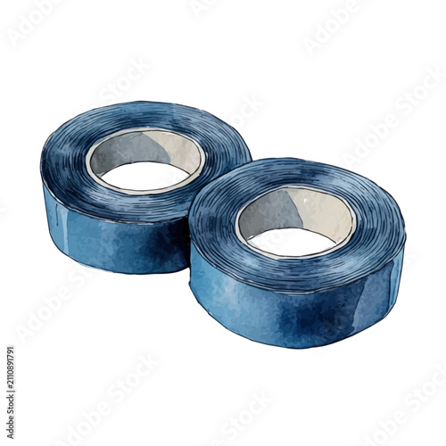 Cuadro en lienzo watercolor of Teflon Tape painting, isolated on a white background