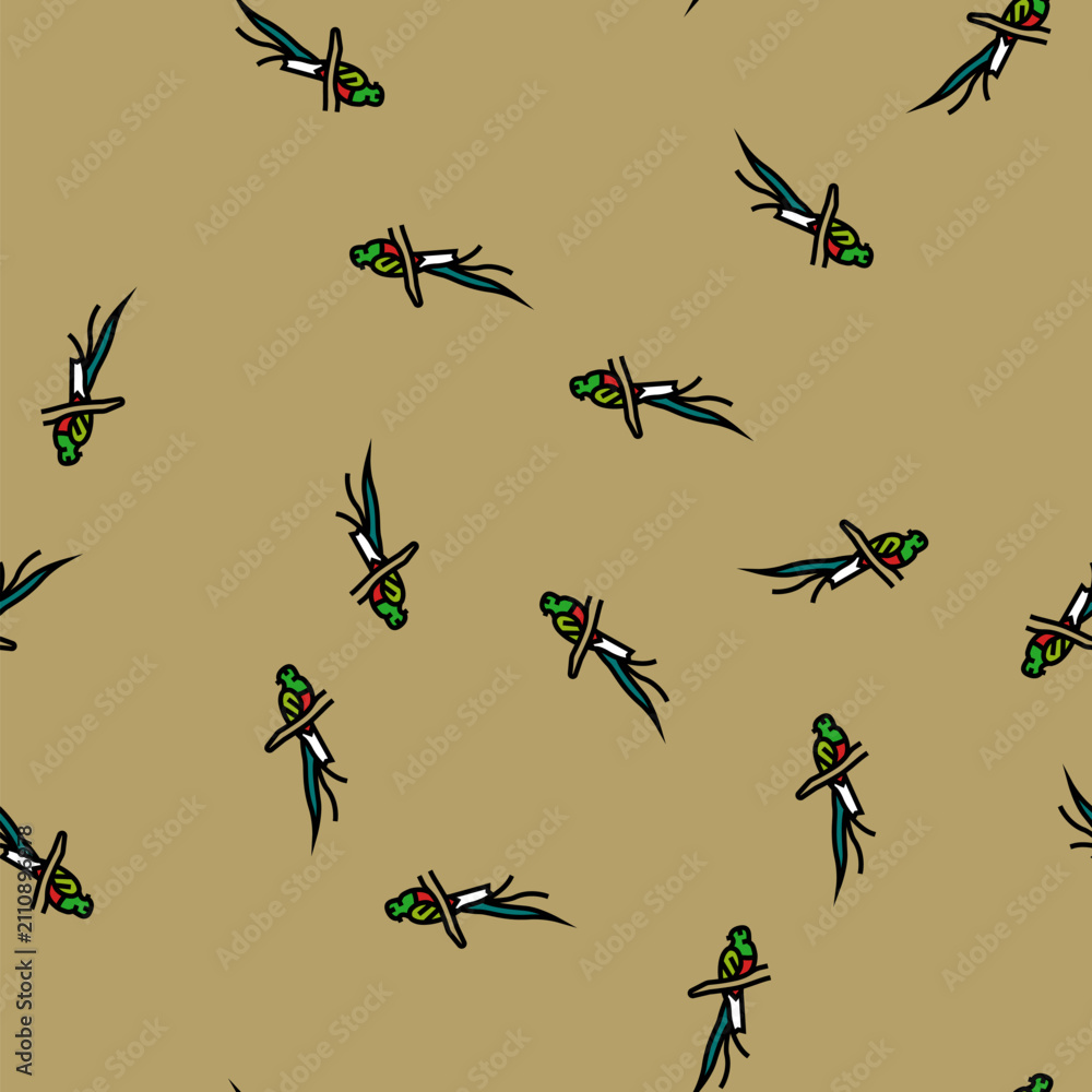 Fototapeta premium quetzal bird exotic vector seamless pattern quetzal bird exotic sign illustration