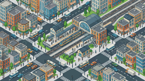 Quadro su tela Urban Metro Station Cityscape Plan.