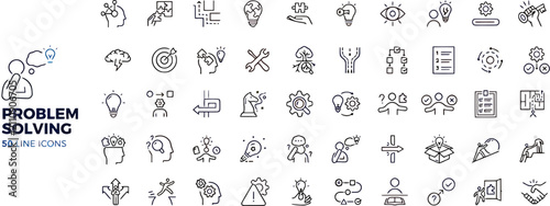 Photos Problem solving and creative solution line icons set - editable stroke vector il