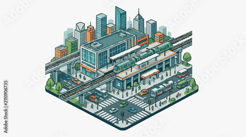 Tableau sur toile Urban Overlay Skyline Infrastructure Network.