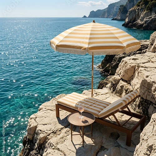beach chair and umbrella