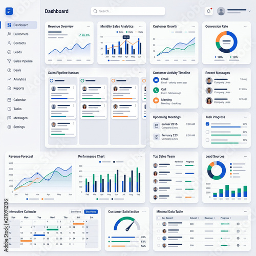 Premium CRM Dashboard UI Illustration for Customer Relationship Management SaaS