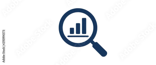 Magnifying Glass Icon with Bar Chart Transparent Background