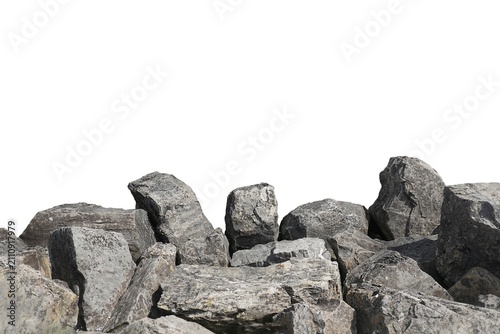 Obraz na płótnie Rugged Gray Rocks Forming Natural Stone Barrier.