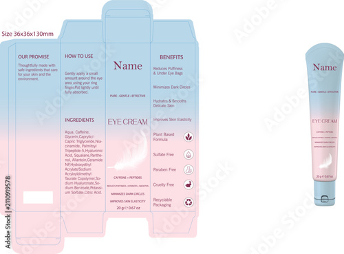 Cosmetic Packaging Mockup for Eye Cream Tube.