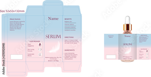 Cosmetic Packaging Mockup for Facial Serum Box and Bottle.