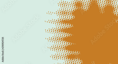 Billede på lærred Zigzag halftone pattern with orange and pale green coloration a repeating geomet