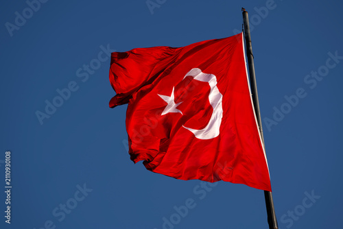Turkish flag on blue sky