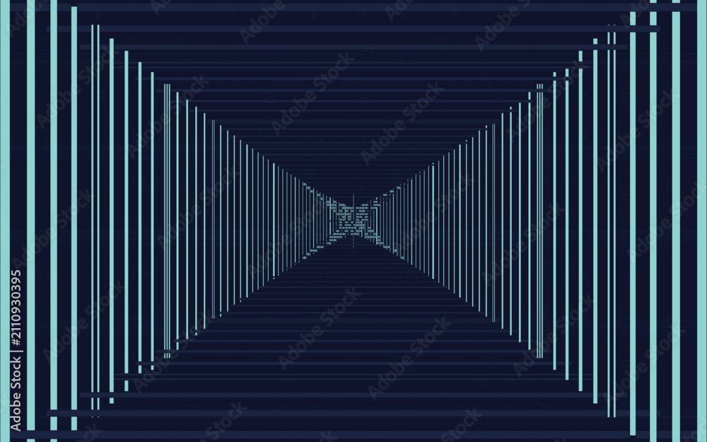 Naklejka premium Futuristic tunnel with a digital technology pattern illustrating network and communication concept for a modern business data background
