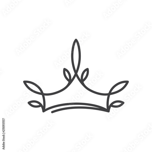 Outline hand drawn crown icon isolated.