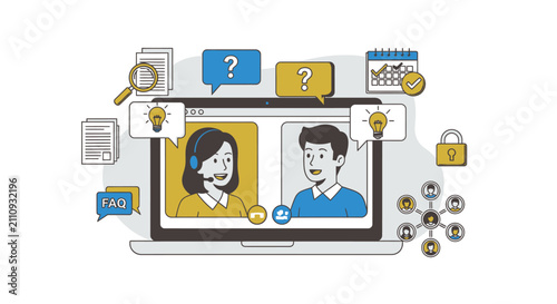 Online communication and customer support concept illustration