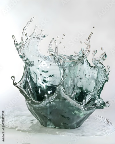 water abstract splash sculpture isolated on white background