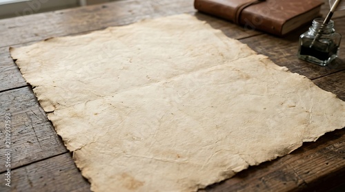 Sheepskin rug on wooden floor.