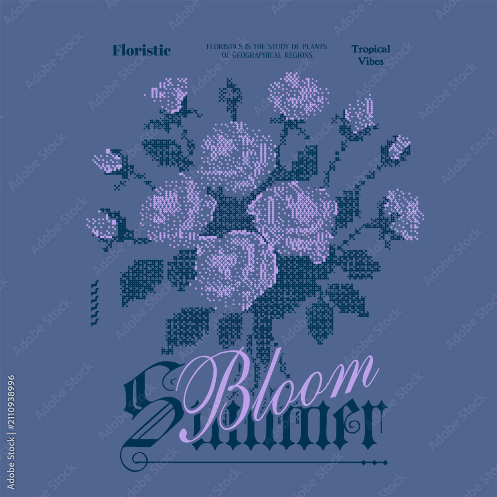 Obraz premium Summer Bloom inspirational motivational cute quote. vintage Vector illustration design for fashion, graphic, print, slogan tee, t shirt, poster, sticker.