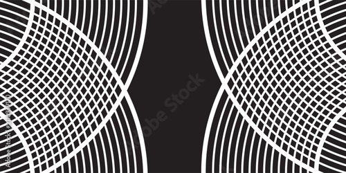 Abstract Black and White Minimalist Background with Concentric Circular Lines, Vector Illustration of Modern Geometric Curve Pattern and Elegant Optical Art for Creative Design
