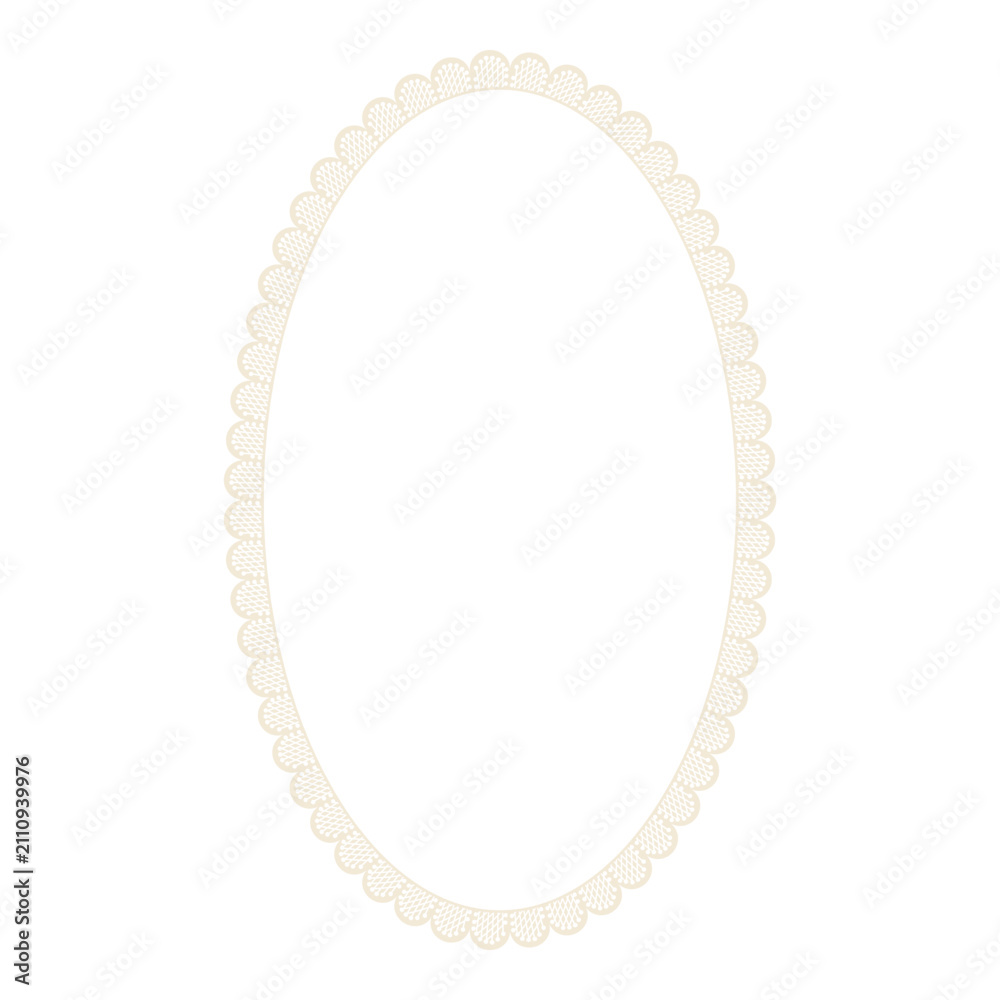 Fototapeta premium Lace Oval Ellipse Frame Border Doily. Vector illustration isolated without background