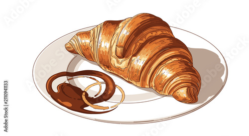 Фотография Croissant on a white plate 1.