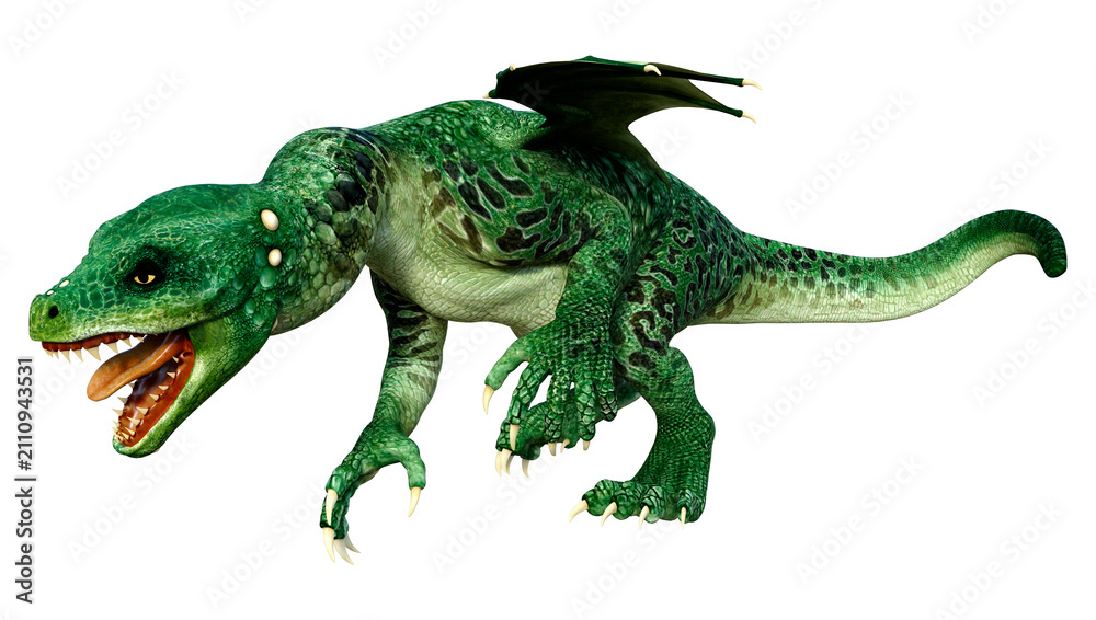 Fototapeta premium 3D Rendering Fairy Tale Dragon on White