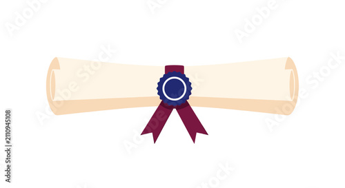 Canvastavla Graduation Diploma Scroll with Seal and Ribbon, Symbol of Achievement and Educat