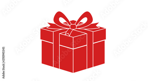 Red Gift Box with Ribbon Bow, Surprise Present, Celebration, Holiday, Festive Occasion