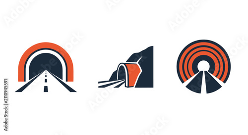 Set of Tunnel and Roadway Icons