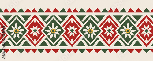 Decorative border pattern with diamonds and stylized edelweiss flowers.