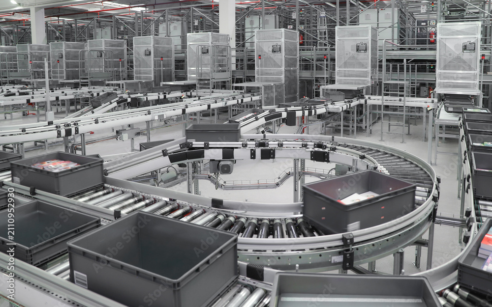 Fototapeta premium logistic warehouse. packing line in a logistics warehouse