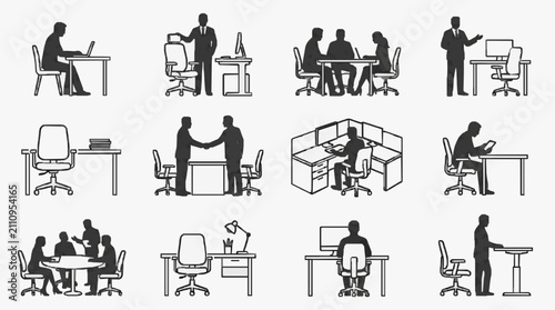 Canvastavla Office Workplace Scenes with Employees.