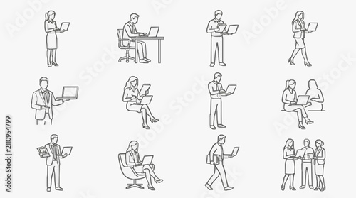 People Working and Relaxing with Laptops.