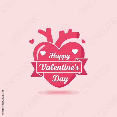 Happy Valentine's Day heart-shaped typographical design.