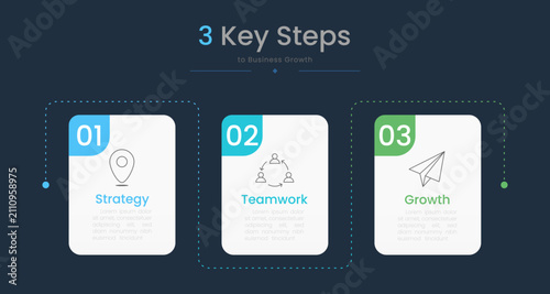 Infographic 3 options dark background design elements for your business data. Vector Illustration.