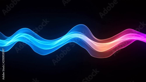 Colorful glowing waves on black background
