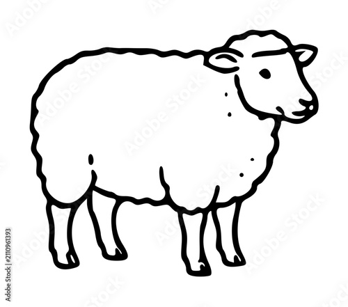 Hand-Drawn Sheep Vector Icon – Minimalist Line Art Illustration of Woolly Farm Animal in Scalable Outline Style