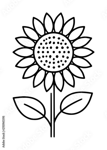 Sunflower Vector Icon with Hand-Drawn Line Art Style - Minimalist Botanical Illustration for Scalable Graphics