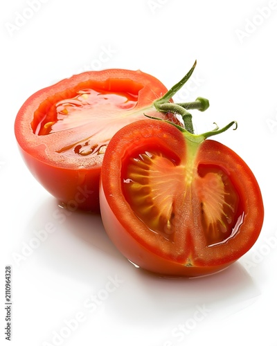 tomato cut in half isolated on white background