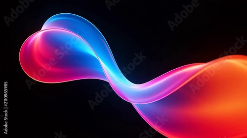 Abstract blue pink and orange light ribbons