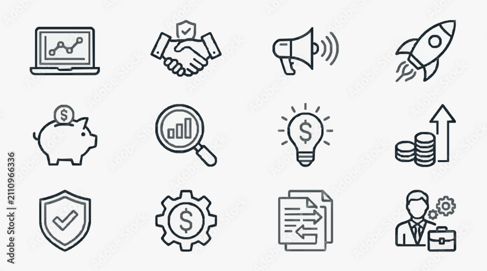 Fototapeta premium Professional Business and Career Icons Set.