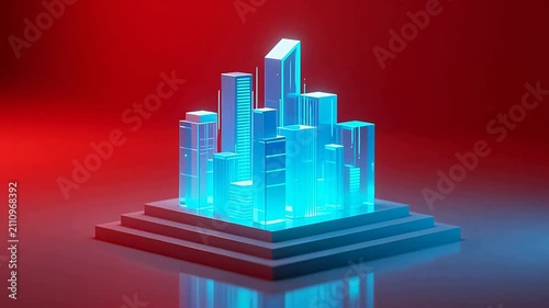 Blue crystal pillars in red space