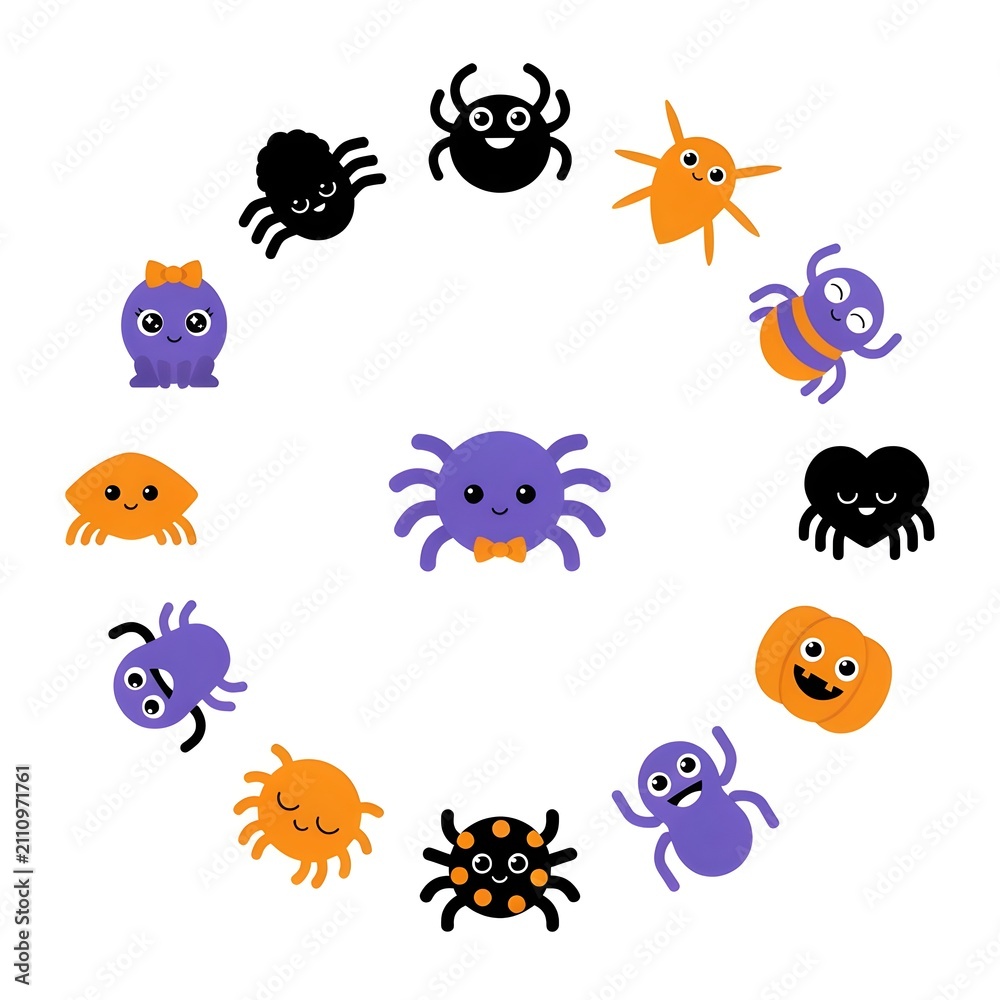 Naklejka premium Whimsical Spider Family