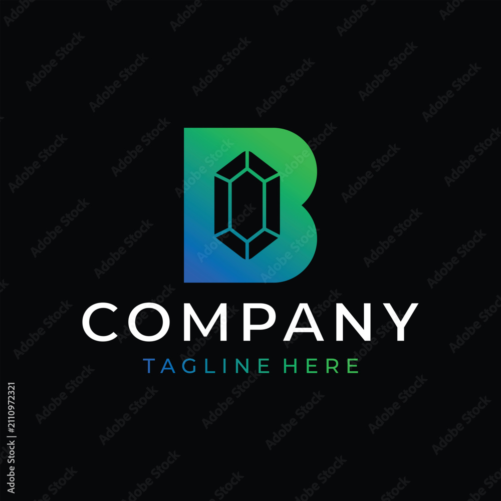 Fototapeta premium simple diamond logo inside the letter B