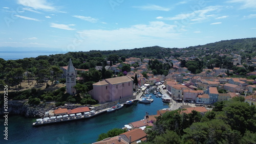 фотографія Drone view of historic center and harbor of Mali Lošinj