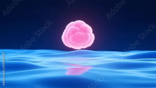 Glowing pink cloud over the ocean
