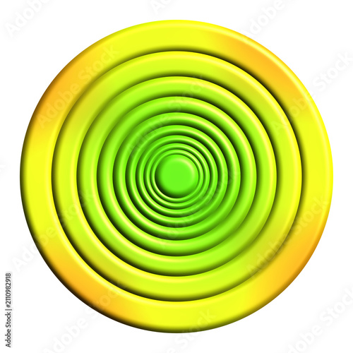 Konstfotografi 3D glowing neon yellow green concentric tubular ring radial gradient isolated on