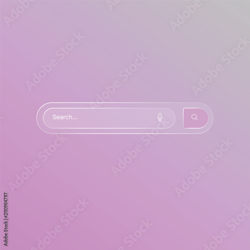 Frosted Liquid Glass Search Bar Input Field Vector Set for Dark Mode Web Interface, App Navigation, and Modern Website Design