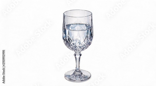 Elegant crystal water glass with realistic reflections, isolated on transparent background for restaurant, celebration, and luxury lifestyle themes 