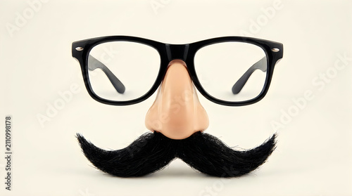 Funny disguise glasses with fake nose and black mustache illustration